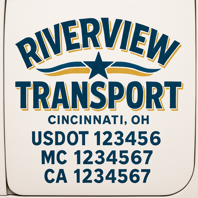 Custom Designed USDOT (DOT) Truck Door Lettering Decal Signs | Graphic Designed USDOT Lettering For Semi-Trucks, Work Trucks & Box Trucks | Add Your Trucking Name, USDOT, MC, CA, KYU, GVW & VIN (2-Pack)