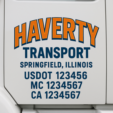 Custom Designed USDOT (DOT) Truck Door Lettering Decal Signs | Graphic Designed USDOT Lettering For Semi-Trucks, Work Trucks & Box Trucks | Add Your Trucking Name, USDOT, MC, CA, KYU, GVW & VIN (2-Pack)