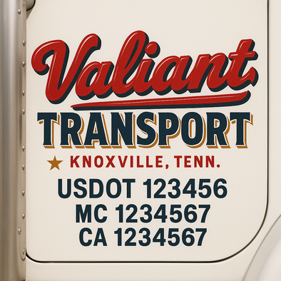 Custom Designed USDOT (DOT) Truck Door Lettering Decal Signs | Graphic Designed USDOT Lettering For Semi-Trucks, Work Trucks & Box Trucks | Add Your Trucking Name, USDOT, MC, CA, KYU, GVW & VIN (2-Pack)