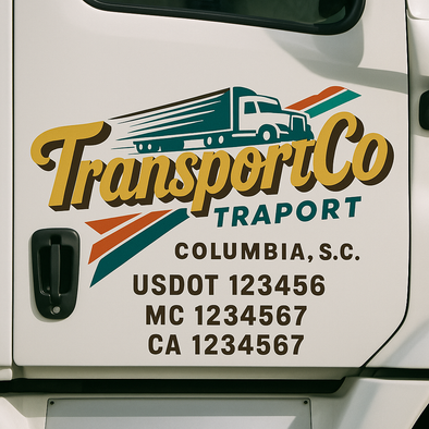 Custom Designed USDOT (DOT) Truck Door Lettering Decal Signs | Graphic Designed USDOT Lettering For Semi-Trucks, Work Trucks & Box Trucks | Add Your Trucking Name, USDOT, MC, CA, KYU, GVW & VIN (2-Pack)