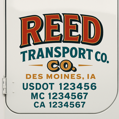 Custom Designed USDOT (DOT) Truck Door Lettering Decal Signs | Graphic Designed USDOT Lettering For Semi-Trucks, Work Trucks & Box Trucks | Add Your Trucking Name, USDOT, MC, CA, KYU, GVW & VIN (2-Pack)