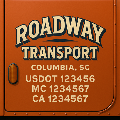Custom Designed USDOT (DOT) Truck Door Lettering Decal Signs | Graphic Designed USDOT Lettering For Semi-Trucks, Work Trucks & Box Trucks | Add Your Trucking Name, USDOT, MC, CA, KYU, GVW & VIN (2-Pack)
