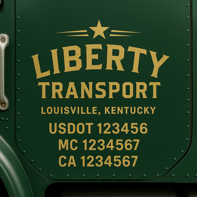 Custom Designed USDOT (DOT) Truck Door Lettering Decal Signs | Graphic Designed USDOT Lettering For Semi-Trucks, Work Trucks & Box Trucks | Add Your Trucking Name, USDOT, MC, CA, KYU, GVW & VIN (2-Pack)