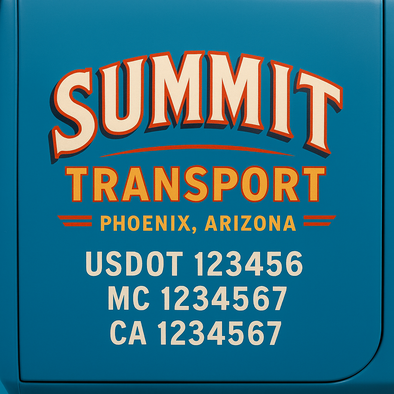 Custom Designed USDOT (DOT) Truck Door Lettering Decal Signs | Graphic Designed USDOT Lettering For Semi-Trucks, Work Trucks & Box Trucks | Add Your Trucking Name, USDOT, MC, CA, KYU, GVW & VIN (2-Pack)