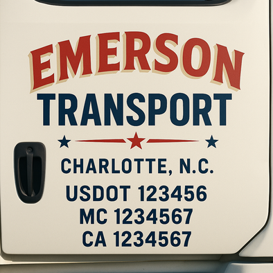 Custom Designed USDOT (DOT) Truck Door Lettering Decal Signs | Graphic Designed USDOT Lettering For Semi-Trucks, Work Trucks & Box Trucks | Add Your Trucking Name, USDOT, MC, CA, KYU, GVW & VIN (2-Pack)