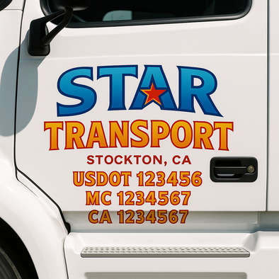 Custom Designed USDOT (DOT) Truck Door Lettering Decal Signs | Graphic Designed USDOT Lettering For Semi-Trucks, Work Trucks & Box Trucks | Add Your Trucking Name, USDOT, MC, CA, KYU, GVW & VIN (2-Pack)