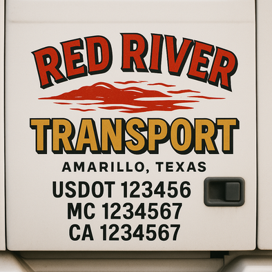 Custom Designed USDOT (DOT) Truck Door Lettering Decal Signs | Graphic Designed USDOT Lettering For Semi-Trucks, Work Trucks & Box Trucks | Add Your Trucking Name, USDOT, MC, CA, KYU, GVW & VIN (2-Pack)