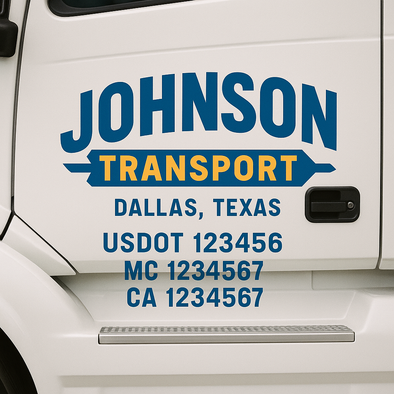 Custom Designed USDOT (DOT) Truck Door Lettering Decal Signs | Graphic Designed USDOT Lettering For Semi-Trucks, Work Trucks & Box Trucks | Add Your Trucking Name, USDOT, MC, CA, KYU, GVW & VIN (2-Pack)