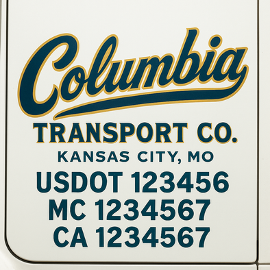 Custom Designed USDOT (DOT) Truck Door Lettering Decal Signs | Graphic Designed USDOT Lettering For Semi-Trucks, Work Trucks & Box Trucks | Add Your Trucking Name, USDOT, MC, CA, KYU, GVW & VIN (2-Pack)