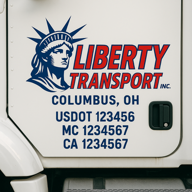 Custom Designed USDOT (DOT) Truck Door Lettering Decal Signs | Graphic Designed USDOT Lettering For Semi-Trucks, Work Trucks & Box Trucks | Add Your Trucking Name, USDOT, MC, CA, KYU, GVW & VIN (2-Pack)