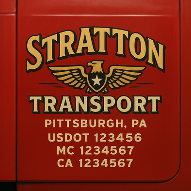 Custom Designed USDOT (DOT) Truck Door Lettering Decal Signs | Graphic Designed USDOT Lettering For Semi-Trucks, Work Trucks & Box Trucks | Add Your Trucking Name, USDOT, MC, CA, KYU, GVW & VIN (2-Pack)
