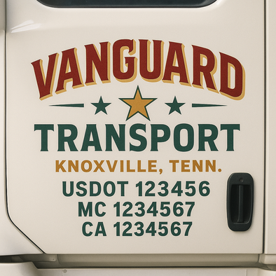 Custom Designed USDOT (DOT) Truck Door Lettering Decal Signs | Graphic Designed USDOT Lettering For Semi-Trucks, Work Trucks & Box Trucks | Add Your Trucking Name, USDOT, MC, CA, KYU, GVW & VIN (2-Pack)
