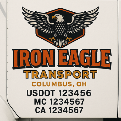 Custom Designed USDOT (DOT) Truck Door Lettering Decal Signs | Graphic Designed USDOT Lettering For Semi-Trucks, Work Trucks & Box Trucks | Add Your Trucking Name, USDOT, MC, CA, KYU, GVW & VIN (2-Pack)