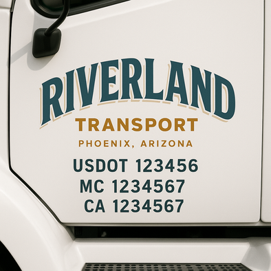 Custom Designed USDOT (DOT) Truck Door Lettering Decal Signs | Graphic Designed USDOT Lettering For Semi-Trucks, Work Trucks & Box Trucks | Add Your Trucking Name, USDOT, MC, CA, KYU, GVW & VIN (2-Pack)