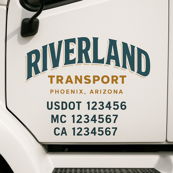 Custom Designed USDOT (DOT) Truck Door Lettering Decal Signs | Graphic Designed USDOT Lettering For Semi-Trucks, Work Trucks & Box Trucks | Add Your Trucking Name, USDOT, MC, CA, KYU, GVW & VIN (2-Pack)