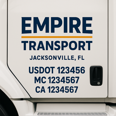 Custom Designed USDOT (DOT) Truck Door Lettering Decal Signs | Graphic Designed USDOT Lettering For Semi-Trucks, Work Trucks & Box Trucks | Add Your Trucking Name, USDOT, MC, CA, KYU, GVW & VIN (2-Pack)