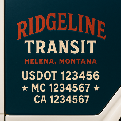Custom Designed USDOT (DOT) Truck Door Lettering Decal Signs | Graphic Designed USDOT Lettering For Semi-Trucks, Work Trucks & Box Trucks | Add Your Trucking Name, USDOT, MC, CA, KYU, GVW & VIN (2-Pack)