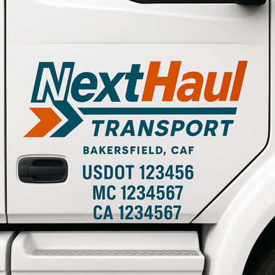 Custom Designed USDOT (DOT) Truck Door Lettering Decal Signs | Graphic Designed USDOT Lettering For Semi-Trucks, Work Trucks & Box Trucks | Add Your Trucking Name, USDOT, MC, CA, KYU, GVW & VIN (2-Pack)