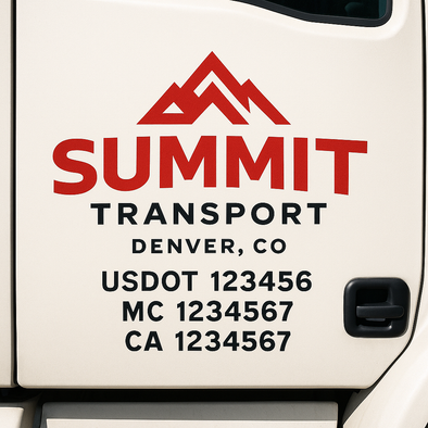 Custom Designed USDOT (DOT) Truck Door Lettering Decal Signs | Graphic Designed USDOT Lettering For Semi-Trucks, Work Trucks & Box Trucks | Add Your Trucking Name, USDOT, MC, CA, KYU, GVW & VIN (2-Pack)
