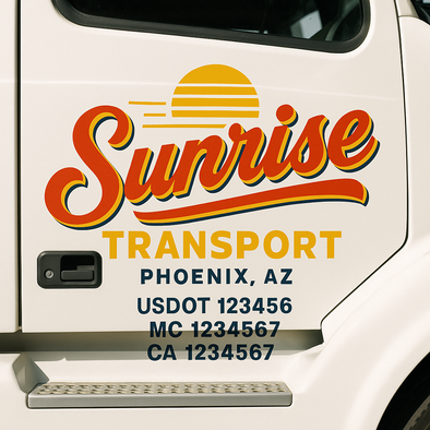 Custom Designed USDOT (DOT) Truck Door Lettering Decal Signs | Graphic Designed USDOT Lettering For Semi-Trucks, Work Trucks & Box Trucks | Add Your Trucking Name, USDOT, MC, CA, KYU, GVW & VIN (2-Pack)