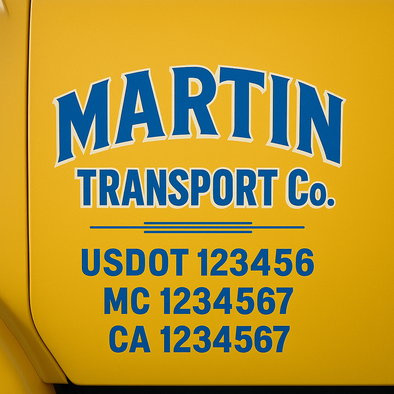 Custom Designed USDOT (DOT) Truck Door Lettering Decal Signs | Graphic Designed USDOT Lettering For Semi-Trucks, Work Trucks & Box Trucks | Add Your Trucking Name, USDOT, MC, CA, KYU, GVW & VIN (2-Pack)