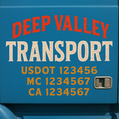 Custom Designed USDOT (DOT) Truck Door Lettering Decal Signs | Graphic Designed USDOT Lettering For Semi-Trucks, Work Trucks & Box Trucks | Add Your Trucking Name, USDOT, MC, CA, KYU, GVW & VIN (2-Pack)