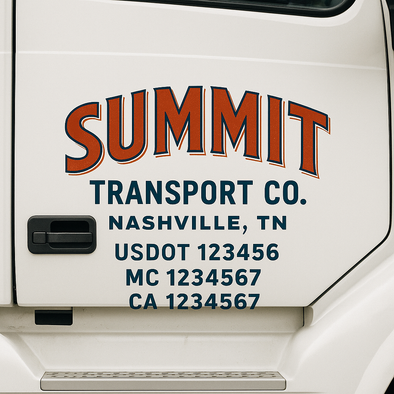 Custom Designed USDOT (DOT) Truck Door Lettering Decal Signs | Graphic Designed USDOT Lettering For Semi-Trucks, Work Trucks & Box Trucks | Add Your Trucking Name, USDOT, MC, CA, KYU, GVW & VIN (2-Pack)