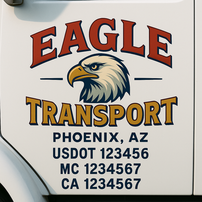 Custom Designed USDOT (DOT) Truck Door Lettering Decal Signs | Graphic Designed USDOT Lettering For Semi-Trucks, Work Trucks & Box Trucks | Add Your Trucking Name, USDOT, MC, CA, KYU, GVW & VIN (2-Pack)