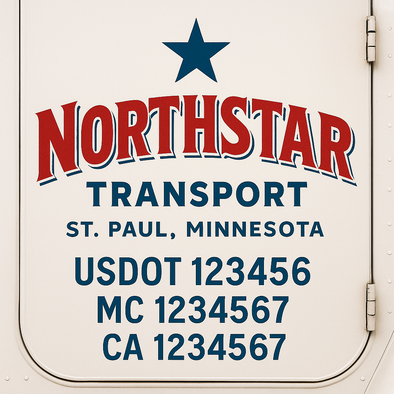 Custom Designed USDOT (DOT) Truck Door Lettering Decal Signs | Graphic Designed USDOT Lettering For Semi-Trucks, Work Trucks & Box Trucks | Add Your Trucking Name, USDOT, MC, CA, KYU, GVW & VIN (2-Pack)