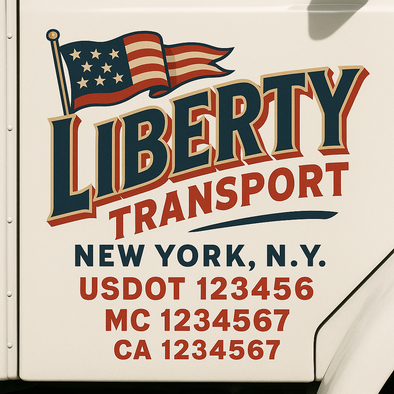 Custom Designed USDOT (DOT) Truck Door Lettering Decal Signs | Graphic Designed USDOT Lettering For Semi-Trucks, Work Trucks & Box Trucks | Add Your Trucking Name, USDOT, MC, CA, KYU, GVW & VIN (2-Pack)