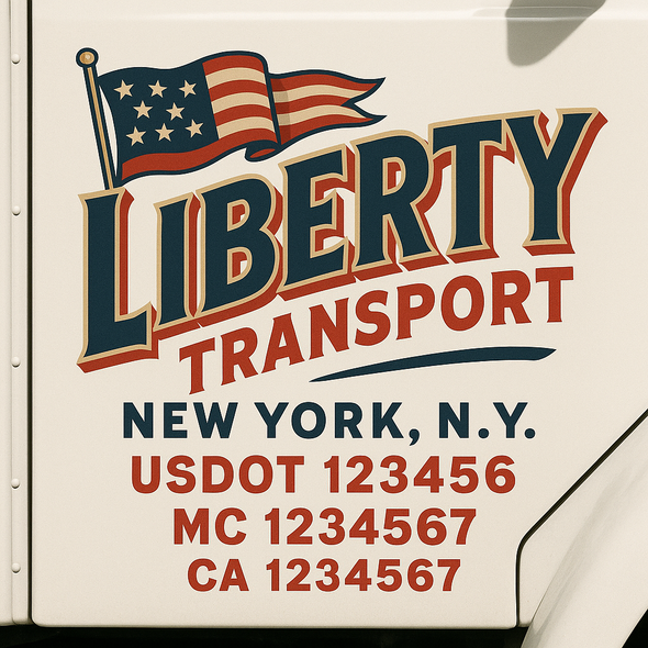Custom Designed USDOT (DOT) Truck Door Lettering Decal Signs | Graphic Designed USDOT Lettering For Semi-Trucks, Work Trucks & Box Trucks | Add Your Trucking Name, USDOT, MC, CA, KYU, GVW & VIN (2-Pack)