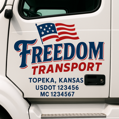 Custom Designed USDOT (DOT) Truck Door Lettering Decal Signs | Graphic Designed USDOT Lettering For Semi-Trucks, Work Trucks & Box Trucks | Add Your Trucking Name, USDOT, MC, CA, KYU, GVW & VIN (2-Pack)