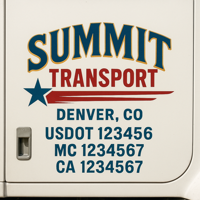 Custom Designed USDOT (DOT) Truck Door Lettering Decal Signs | Graphic Designed USDOT Lettering For Semi-Trucks, Work Trucks & Box Trucks | Add Your Trucking Name, USDOT, MC, CA, KYU, GVW & VIN (2-Pack)