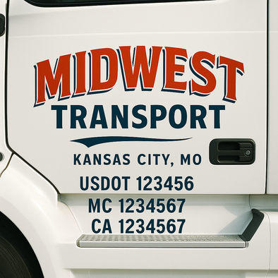 Custom Designed USDOT (DOT) Truck Door Lettering Decal Signs | Graphic Designed USDOT Lettering For Semi-Trucks, Work Trucks & Box Trucks | Add Your Trucking Name, USDOT, MC, CA, KYU, GVW & VIN (2-Pack)