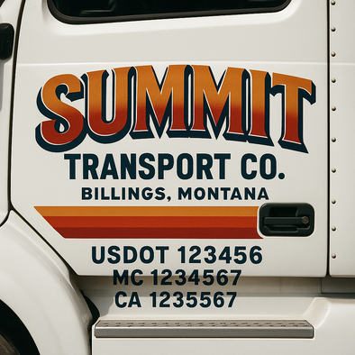Custom Designed USDOT (DOT) Truck Door Lettering Decal Signs | Graphic Designed USDOT Lettering For Semi-Trucks, Work Trucks & Box Trucks | Add Your Trucking Name, USDOT, MC, CA, KYU, GVW & VIN (2-Pack)