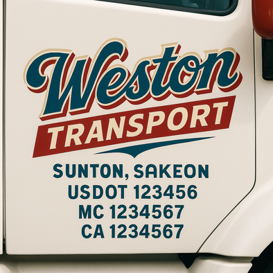 Custom Designed USDOT (DOT) Truck Door Lettering Decal Signs | Graphic Designed USDOT Lettering For Semi-Trucks, Work Trucks & Box Trucks | Add Your Trucking Name, USDOT, MC, CA, KYU, GVW & VIN (2-Pack)