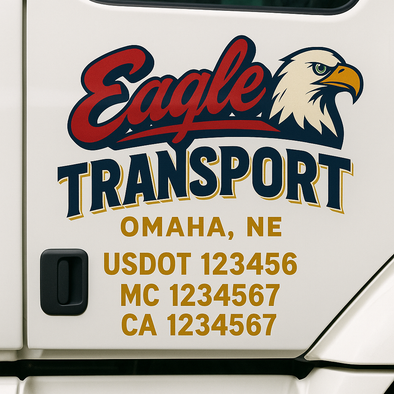 Custom Designed USDOT (DOT) Truck Door Lettering Decal Signs | Graphic Designed USDOT Lettering For Semi-Trucks, Work Trucks & Box Trucks | Add Your Trucking Name, USDOT, MC, CA, KYU, GVW & VIN (2-Pack)