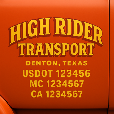 Custom Designed USDOT (DOT) Truck Door Lettering Decal Signs | Graphic Designed USDOT Lettering For Semi-Trucks, Work Trucks & Box Trucks | Add Your Trucking Name, USDOT, MC, CA, KYU, GVW & VIN (2-Pack)