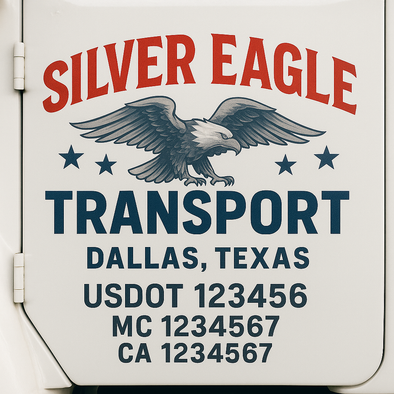 Custom Designed USDOT (DOT) Truck Door Lettering Decal Signs | Graphic Designed USDOT Lettering For Semi-Trucks, Work Trucks & Box Trucks | Add Your Trucking Name, USDOT, MC, CA, KYU, GVW & VIN (2-Pack)