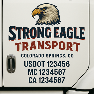 Custom Designed USDOT (DOT) Truck Door Lettering Decal Signs | Graphic Designed USDOT Lettering For Semi-Trucks, Work Trucks & Box Trucks | Add Your Trucking Name, USDOT, MC, CA, KYU, GVW & VIN (2-Pack)
