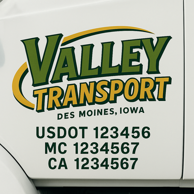 Custom Designed USDOT (DOT) Truck Door Lettering Decal Signs | Graphic Designed USDOT Lettering For Semi-Trucks, Work Trucks & Box Trucks | Add Your Trucking Name, USDOT, MC, CA, KYU, GVW & VIN (2-Pack)