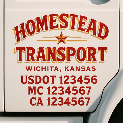Custom Designed USDOT (DOT) Truck Door Lettering Decal Signs | Graphic Designed USDOT Lettering For Semi-Trucks, Work Trucks & Box Trucks | Add Your Trucking Name, USDOT, MC, CA, KYU, GVW & VIN (2-Pack)