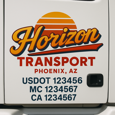 Custom Designed USDOT (DOT) Truck Door Lettering Decal Signs | Graphic Designed USDOT Lettering For Semi-Trucks, Work Trucks & Box Trucks | Add Your Trucking Name, USDOT, MC, CA, KYU, GVW & VIN (2-Pack)