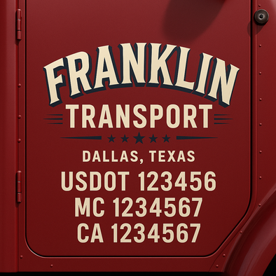 Custom Designed USDOT (DOT) Truck Door Lettering Decal Signs | Graphic Designed USDOT Lettering For Semi-Trucks, Work Trucks & Box Trucks | Add Your Trucking Name, USDOT, MC, CA, KYU, GVW & VIN (2-Pack)