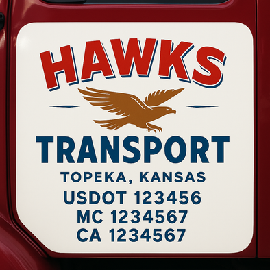 Custom Designed USDOT (DOT) Truck Door Lettering Decal Signs | Graphic Designed USDOT Lettering For Semi-Trucks, Work Trucks & Box Trucks | Add Your Trucking Name, USDOT, MC, CA, KYU, GVW & VIN (2-Pack)