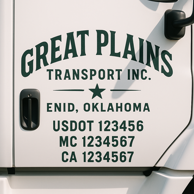 Custom Designed USDOT (DOT) Truck Door Lettering Decal Signs | Graphic Designed USDOT Lettering For Semi-Trucks, Work Trucks & Box Trucks | Add Your Trucking Name, USDOT, MC, CA, KYU, GVW & VIN (2-Pack)