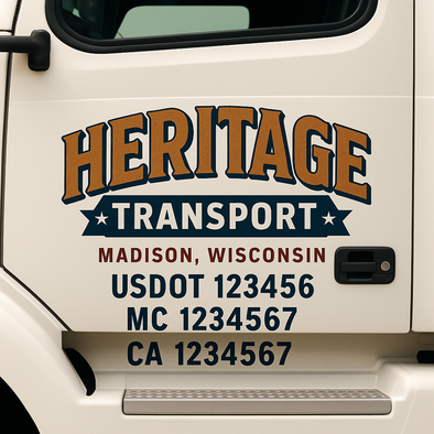 Custom Designed USDOT (DOT) Truck Door Lettering Decal Signs | Graphic Designed USDOT Lettering For Semi-Trucks, Work Trucks & Box Trucks | Add Your Trucking Name, USDOT, MC, CA, KYU, GVW & VIN (2-Pack)