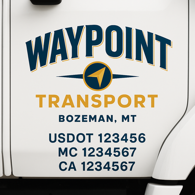 Custom Designed USDOT (DOT) Truck Door Lettering Decal Signs | Graphic Designed USDOT Lettering For Semi-Trucks, Work Trucks & Box Trucks | Add Your Trucking Name, USDOT, MC, CA, KYU, GVW & VIN (2-Pack)