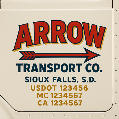 Custom Designed USDOT (DOT) Truck Door Lettering Decal Signs | Graphic Designed USDOT Lettering For Semi-Trucks, Work Trucks & Box Trucks | Add Your Trucking Name, USDOT, MC, CA, KYU, GVW & VIN (2-Pack)