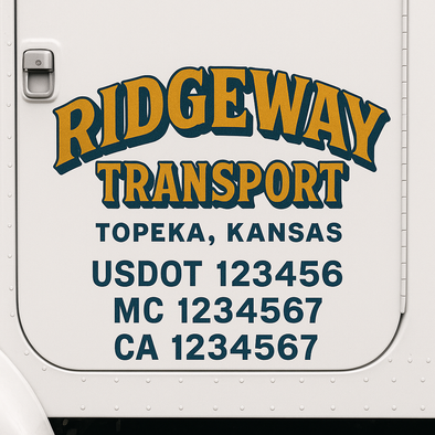 Custom Designed USDOT (DOT) Truck Door Lettering Decal Signs | Graphic Designed USDOT Lettering For Semi-Trucks, Work Trucks & Box Trucks | Add Your Trucking Name, USDOT, MC, CA, KYU, GVW & VIN (2-Pack)